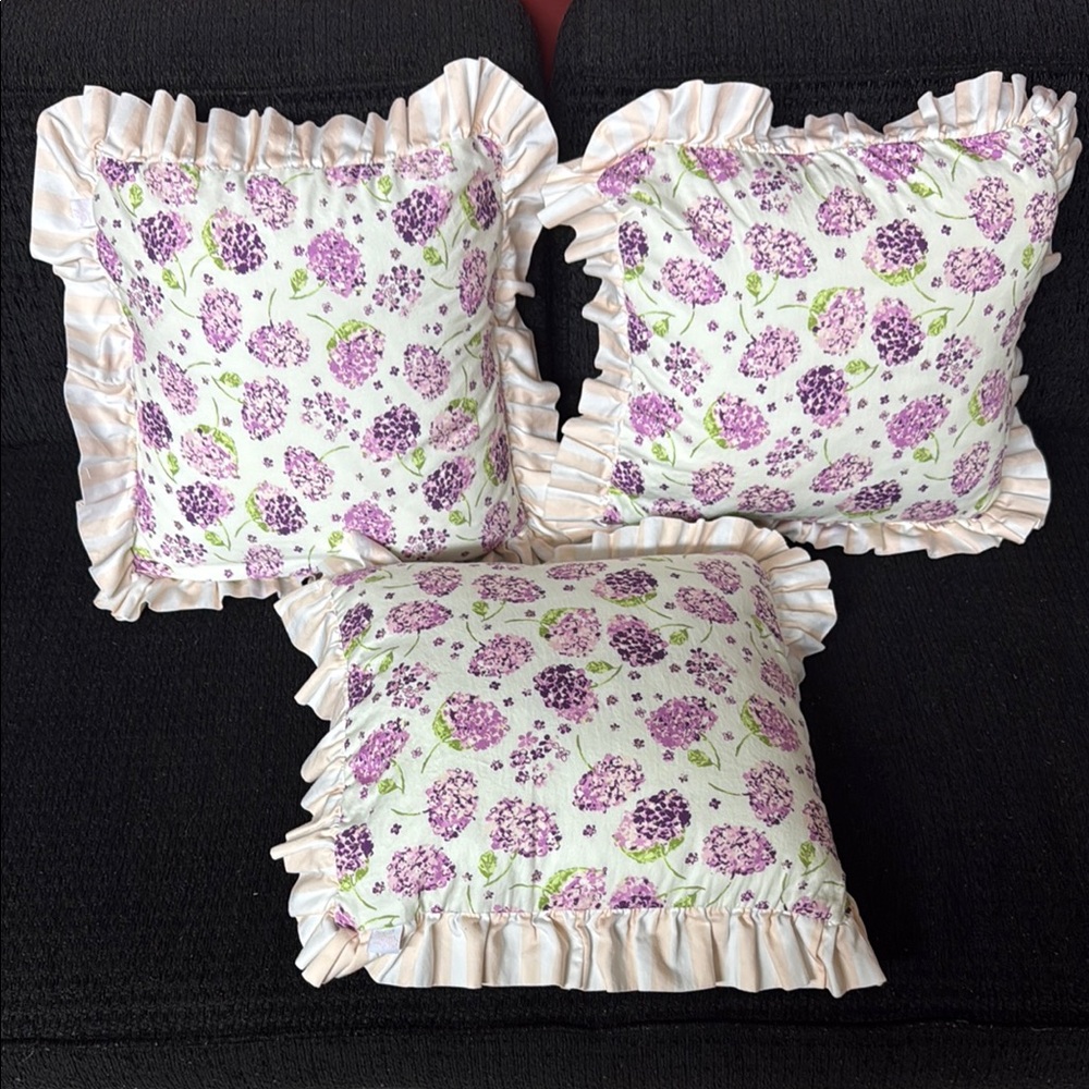 Floral Ruffled Throw Pillows (3)